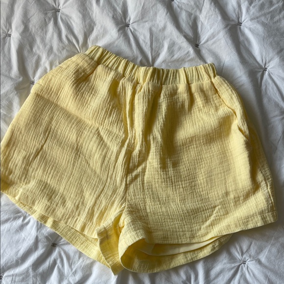 Princess Polly High Waist Yellow Shorts - Picture 1 of 5